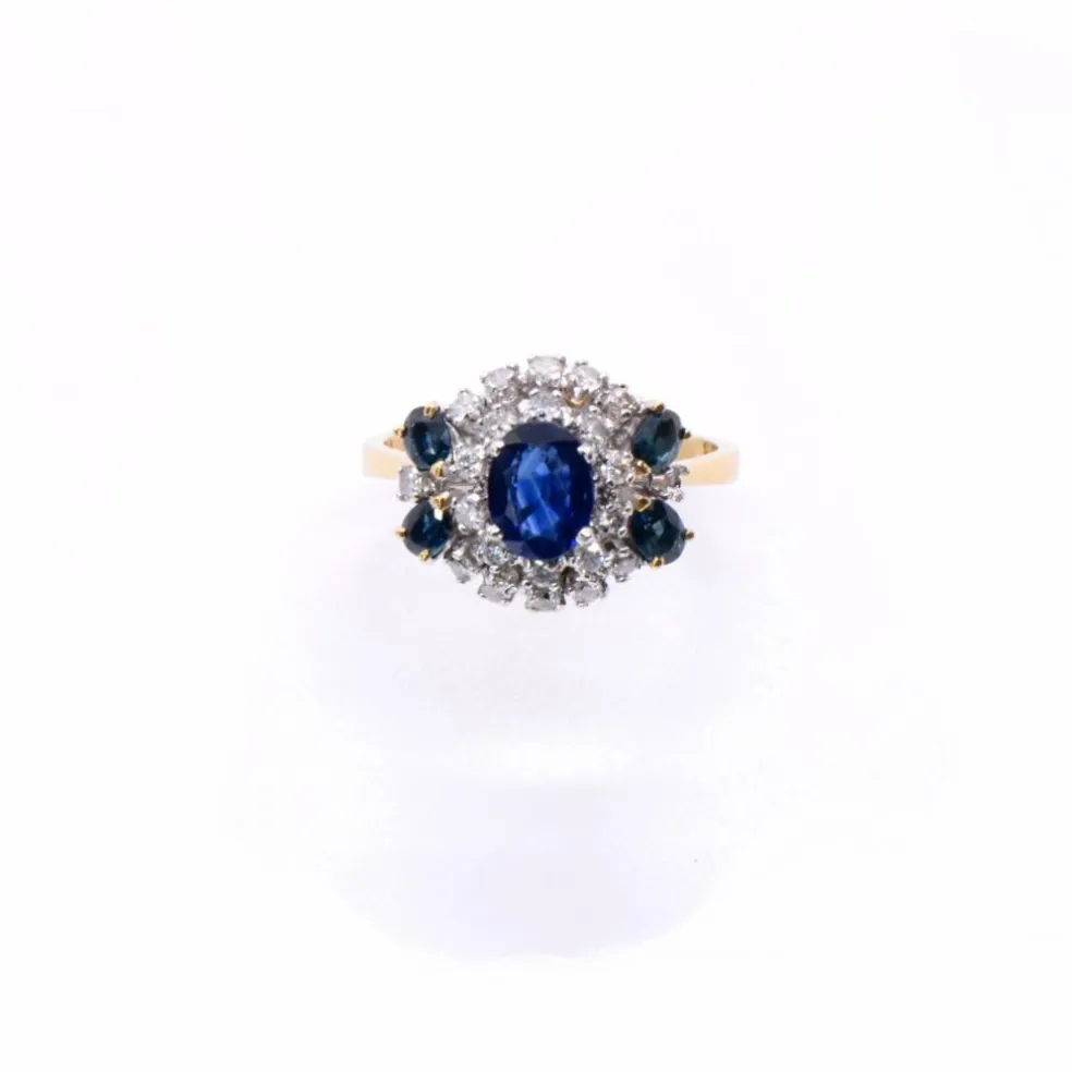 Bague Papillon or saphirs diamants