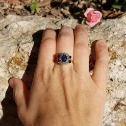 Bague Papillon or saphirs diamants