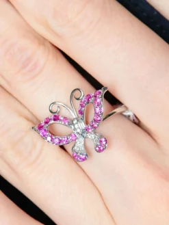 Bague Papillon Rubis Diamants