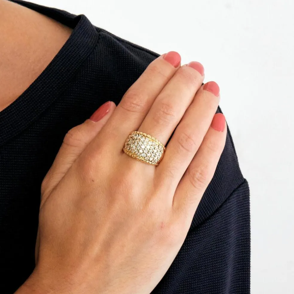 Bague pavage 49 diamants or jaune