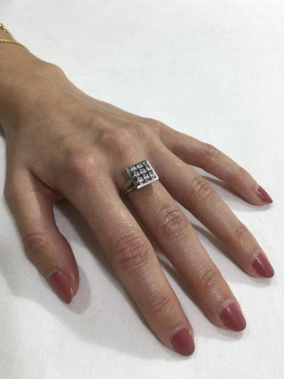 Bague Pavage 9 Diamants Or Blanc