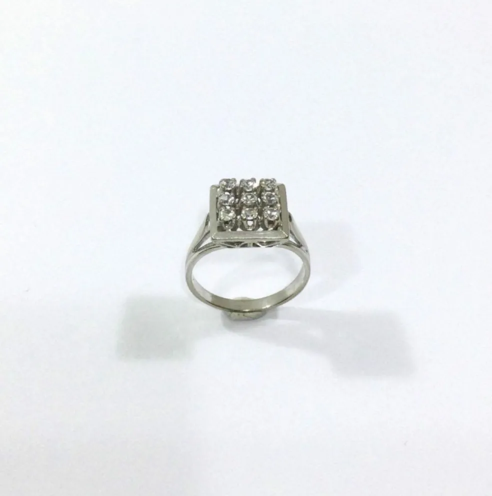 Bague Pavage 9 Diamants Or Blanc
