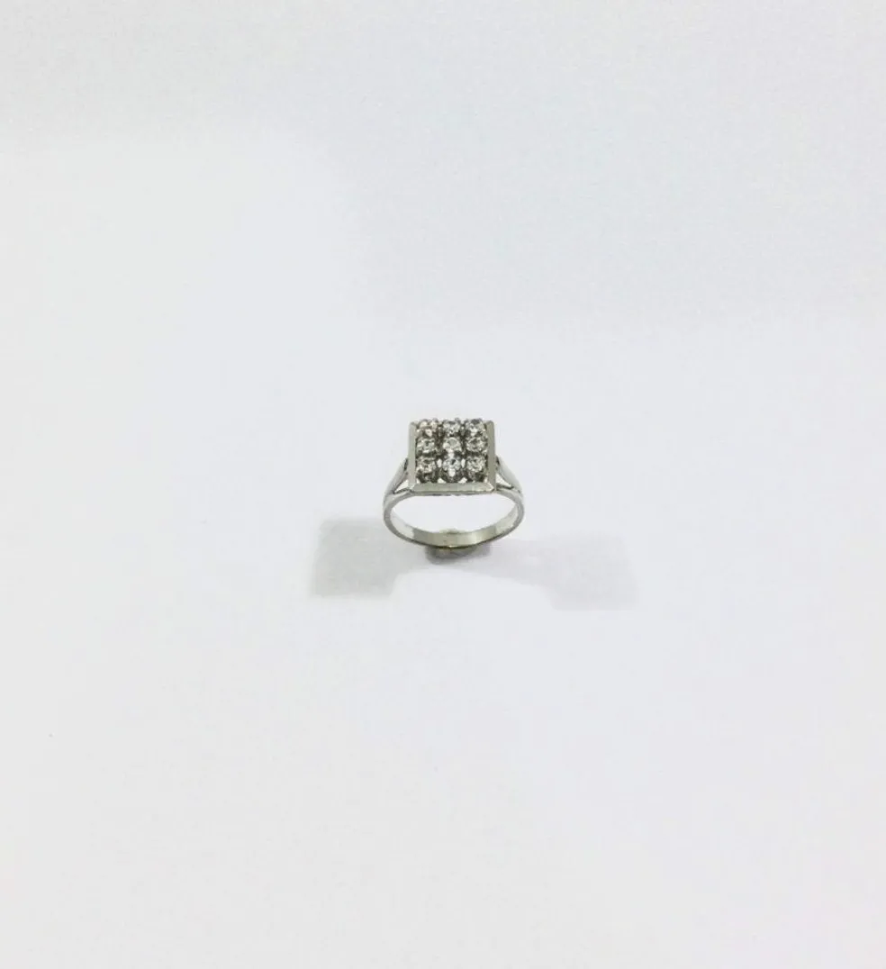 Bague Pavage 9 Diamants Or Blanc