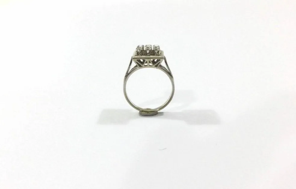 Bague Pavage 9 Diamants Or Blanc