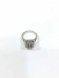 Bague Pavage 9 Diamants Or Blanc