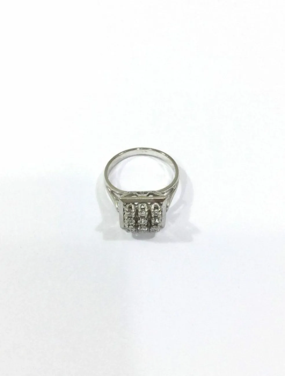 Bague Pavage 9 Diamants Or Blanc