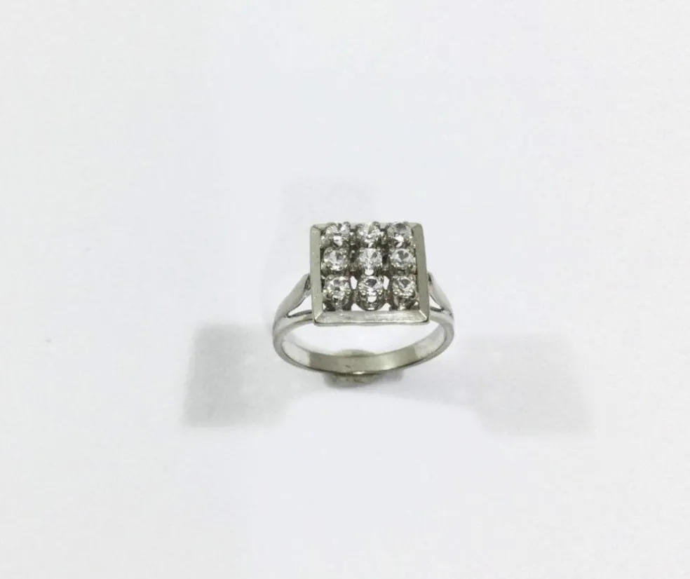 Bague Pavage 9 Diamants Or Blanc