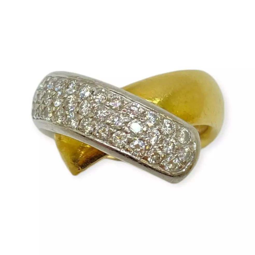 Bague pavage diamants deux ors