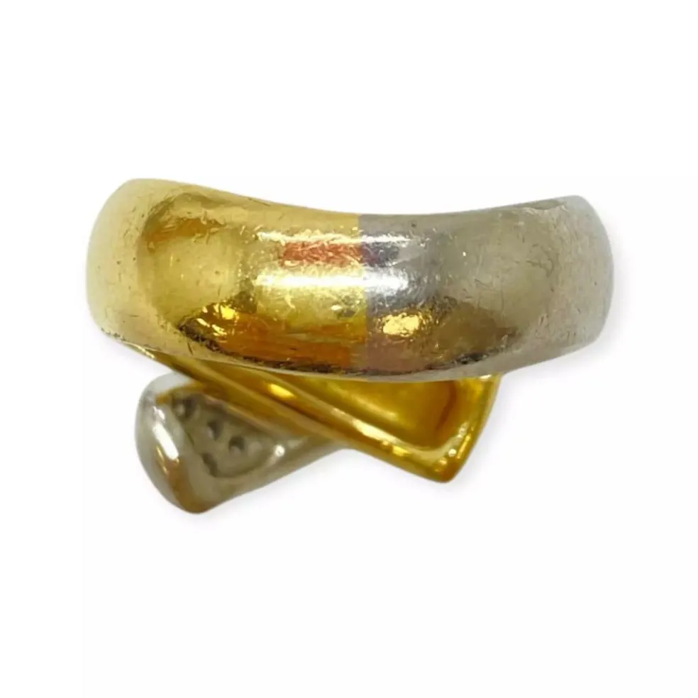 Bague pavage diamants deux ors
