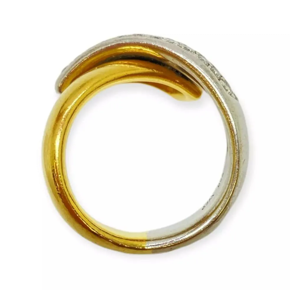 Bague pavage diamants deux ors