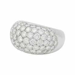 Bague pavage en or blanc, diamants.