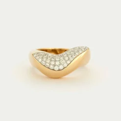 Bague pavée de diamants en or jaune