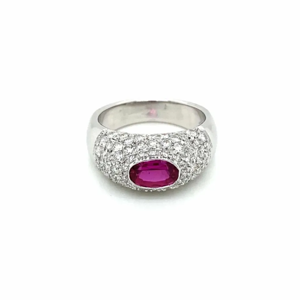 Bague pavée Diamants Rubis