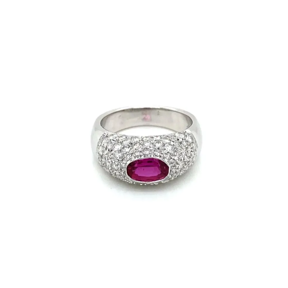 Bague pavée Diamants Rubis