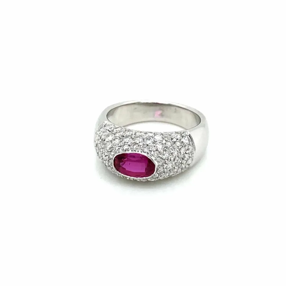 Bague pavée Diamants Rubis