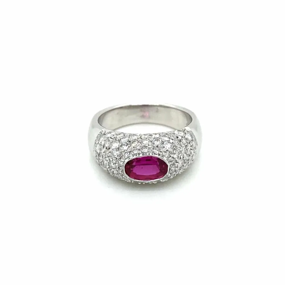 Bague pavée Diamants Rubis