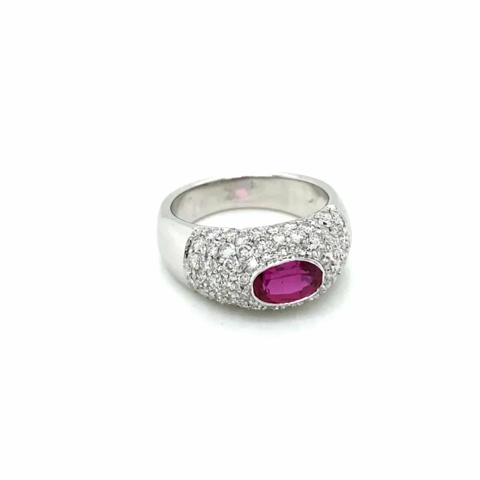 Bague pavée Diamants Rubis