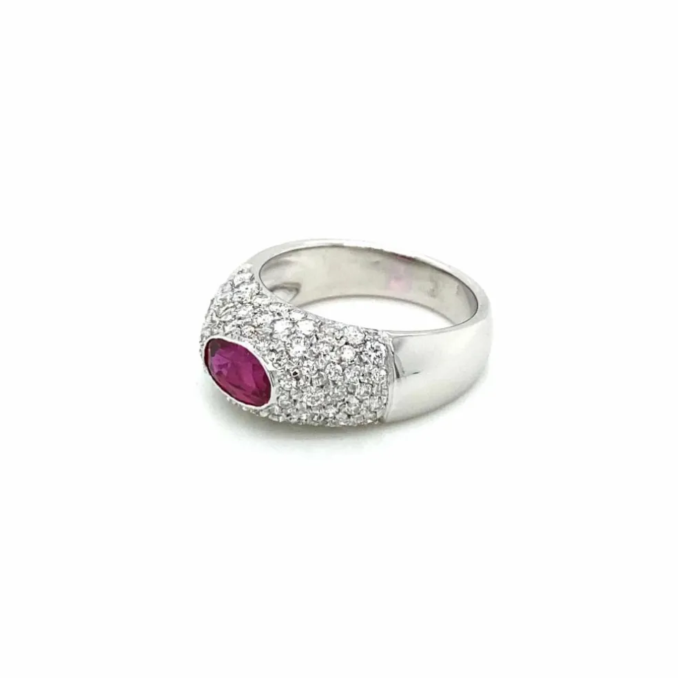 Bague pavée Diamants Rubis