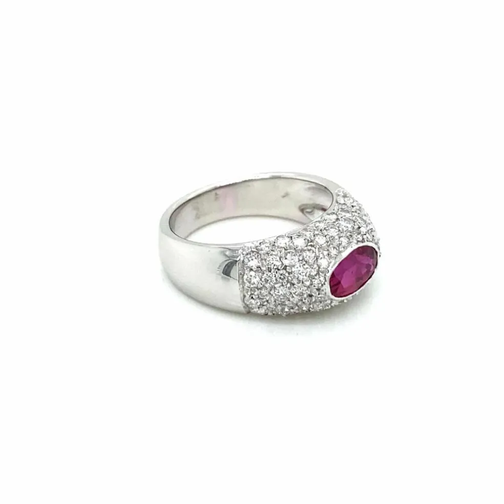 Bague pavée Diamants Rubis