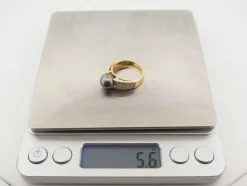 bague perle de tahiti & 36 diamants 0.32 ct 53 or 18k 5.6 gr
