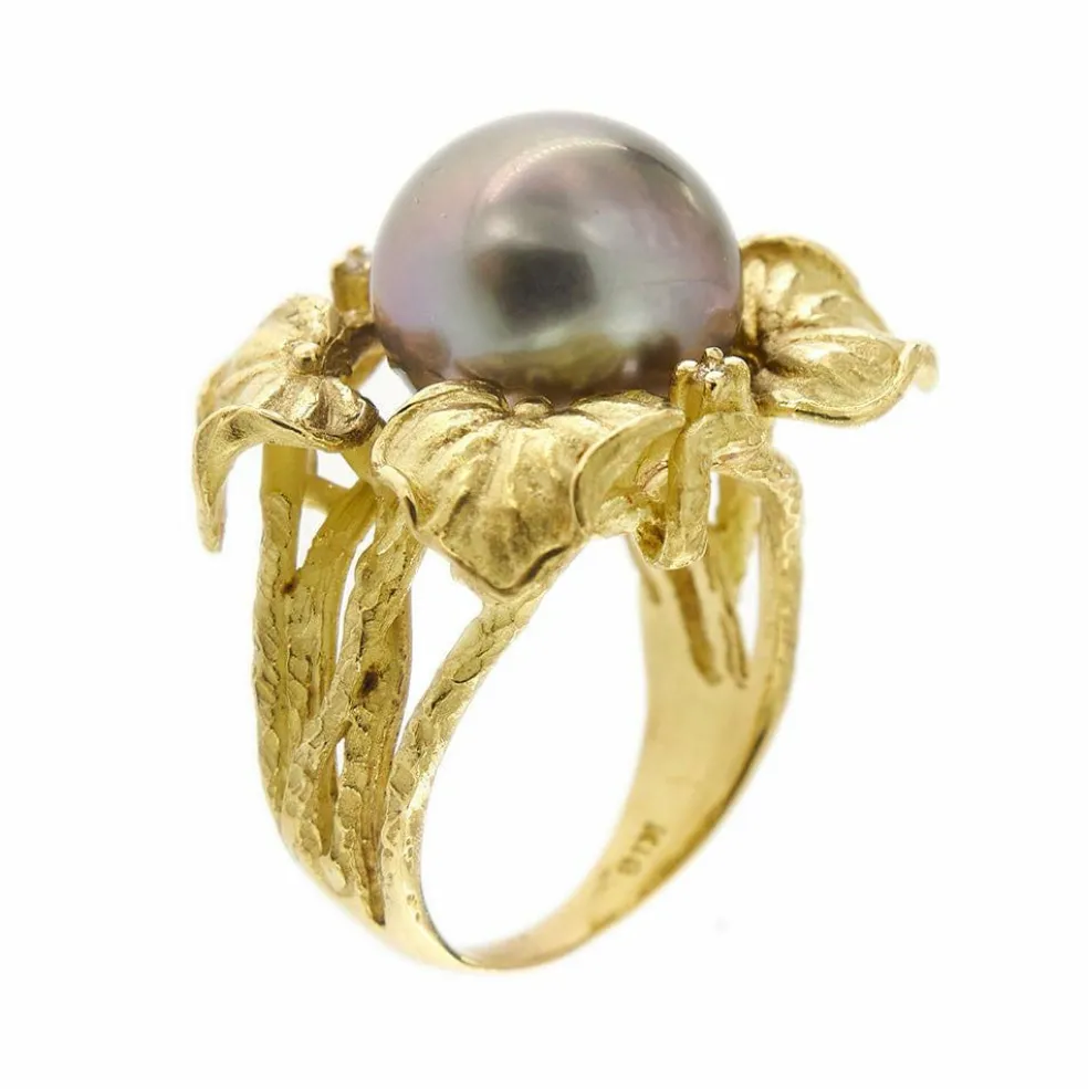 Bague perle de Tahiti et diamants