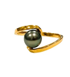 Bague perle de Tahiti or jaune