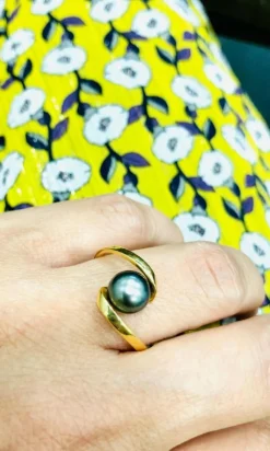 Bague perle de Tahiti or jaune