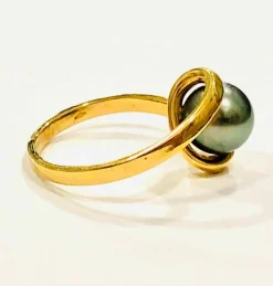 Bague perle de Tahiti or jaune