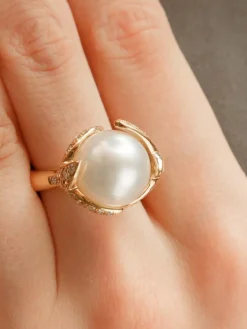 Bague Perle des Mers du Sud et diamants