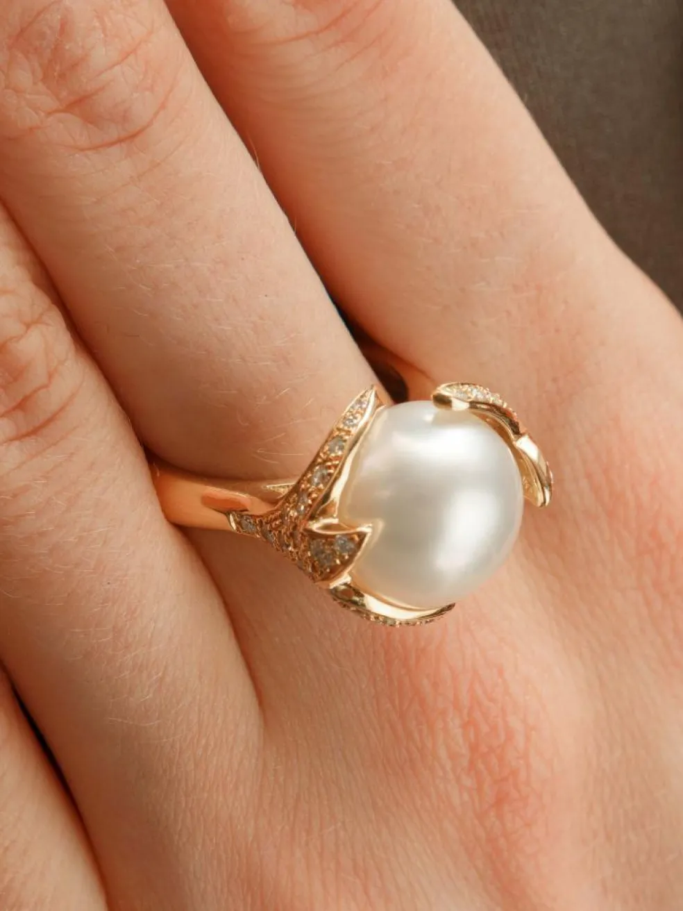 Bague Perle des Mers du Sud et diamants