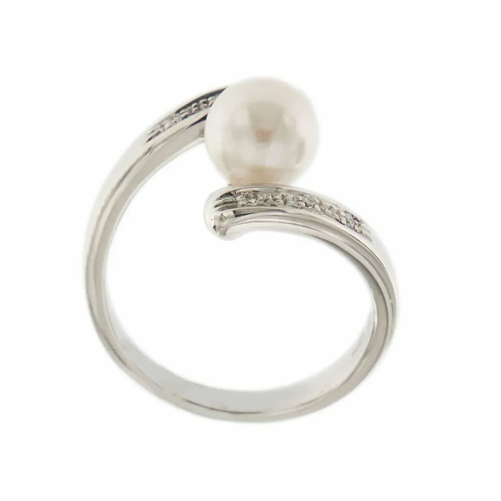 Bague perle diamants