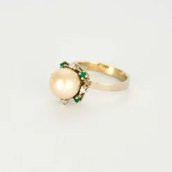 Bague perle diamants