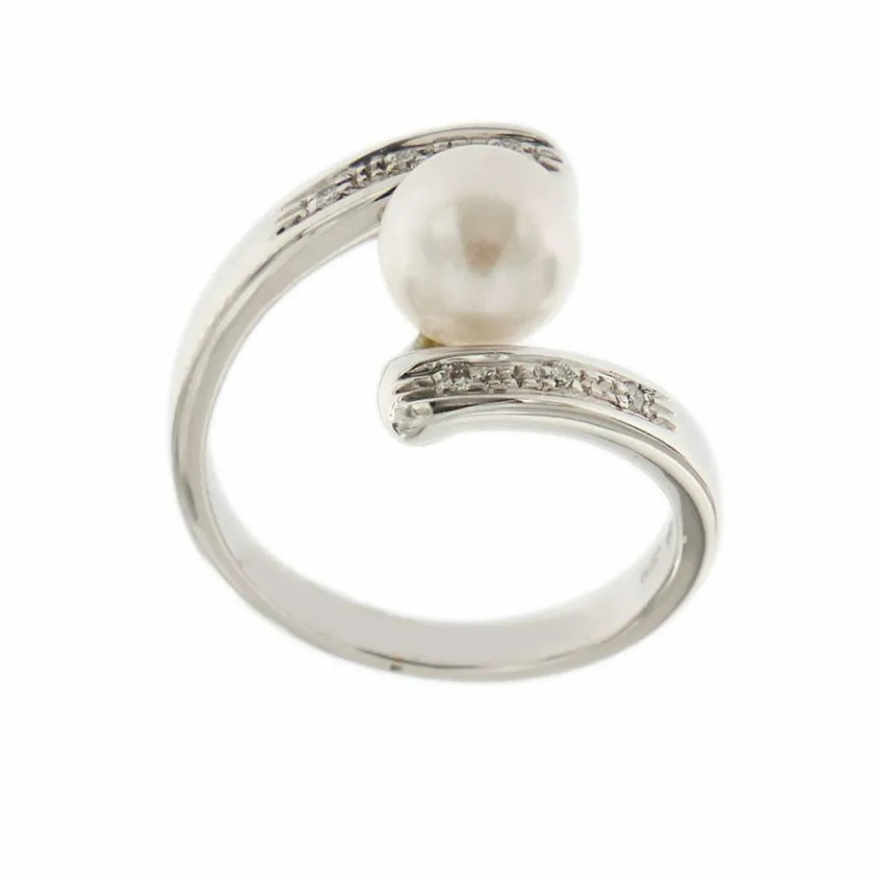 Bague perle diamants