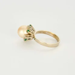 Bague perle diamants