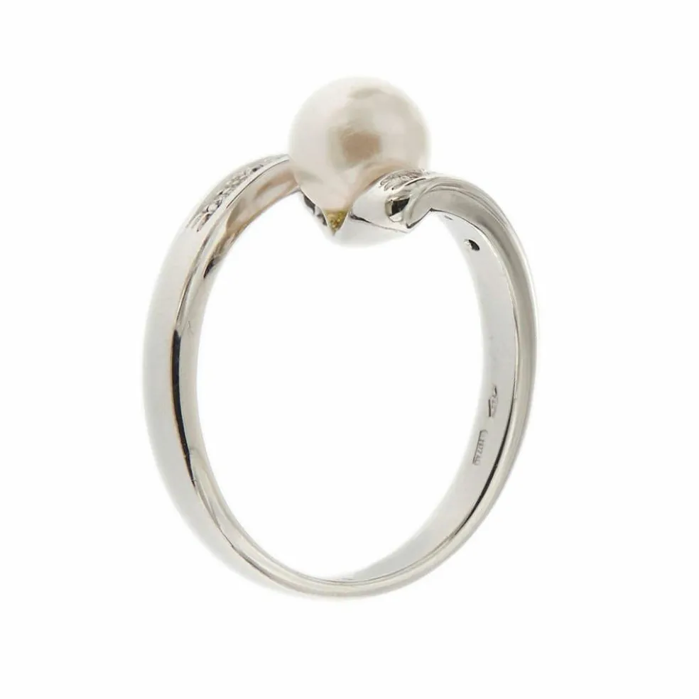 Bague perle diamants