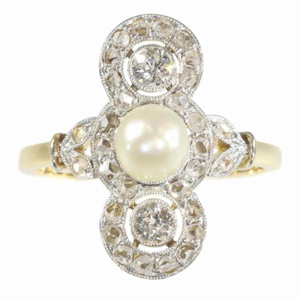 Bague perle et diamant