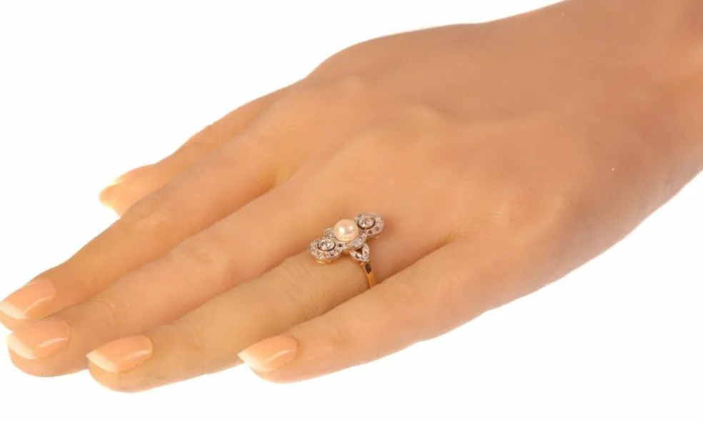 Bague perle et diamant