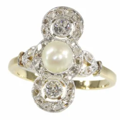 Bague perle et diamant