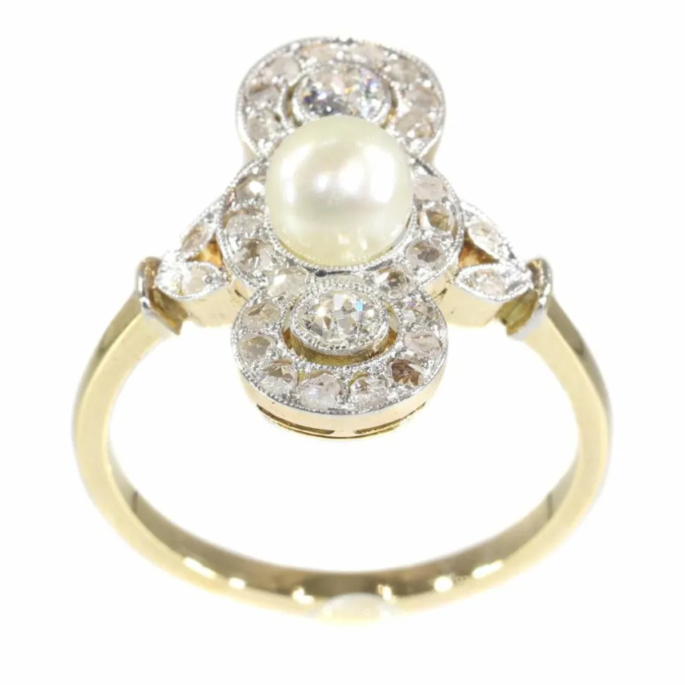 Bague perle et diamant