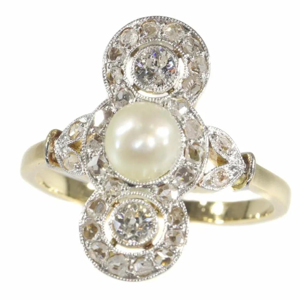 Bague perle et diamant