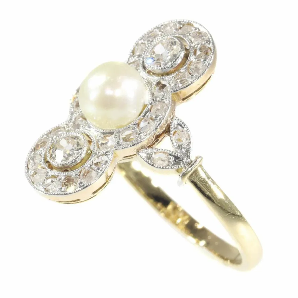 Bague perle et diamant