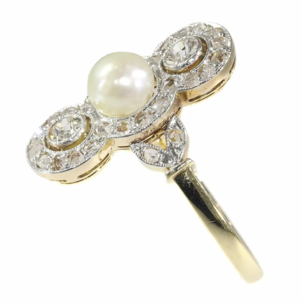 Bague perle et diamant