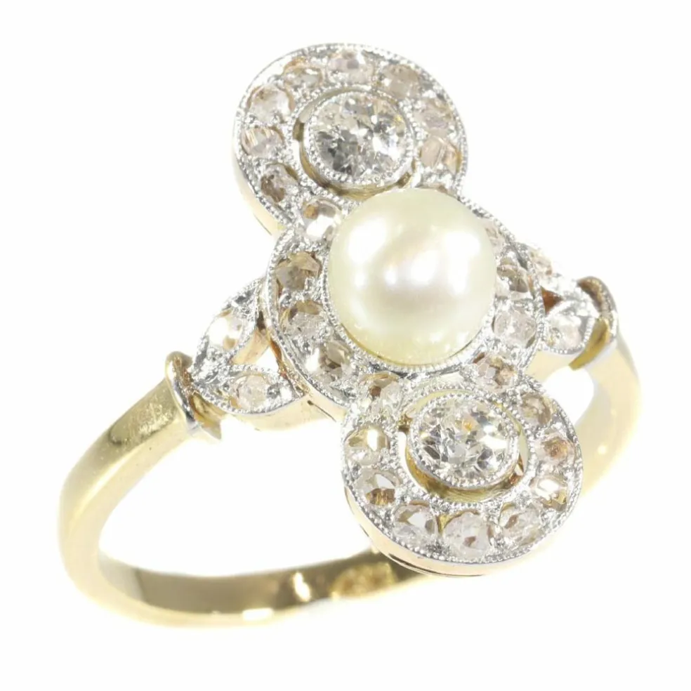 Bague perle et diamant