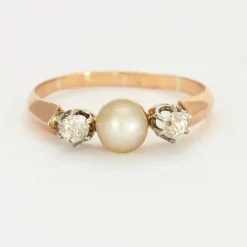 Bague perle et diamants