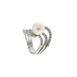 Bague perle et diamants
