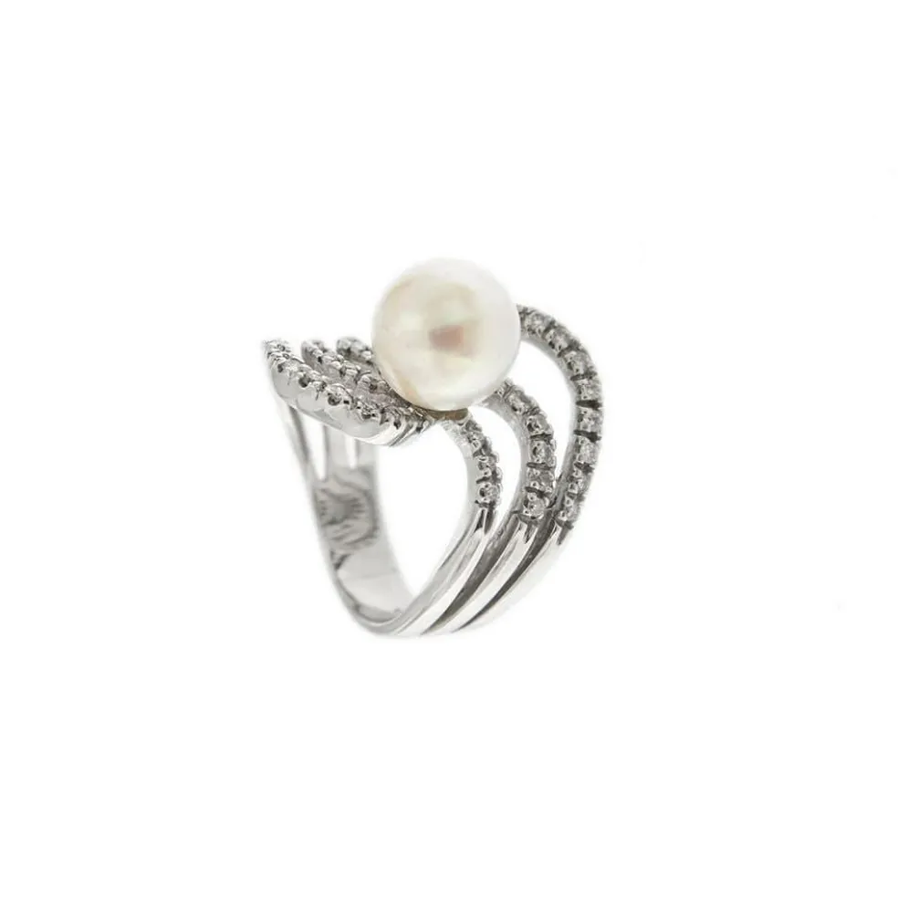 Bague perle et diamants