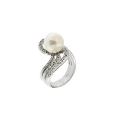 Bague perle et diamants