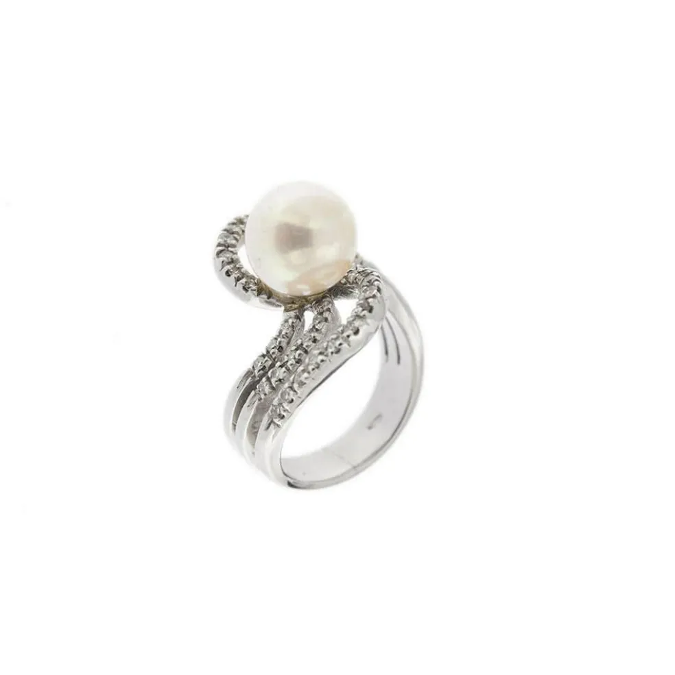 Bague perle et diamants