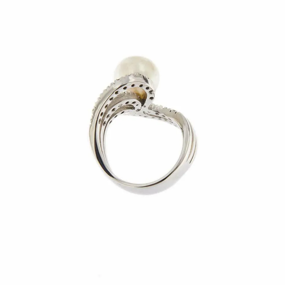 Bague perle et diamants