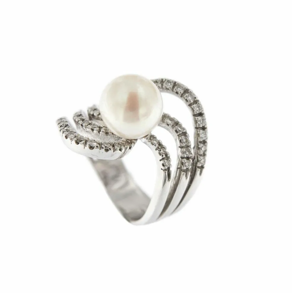 Bague perle et diamants